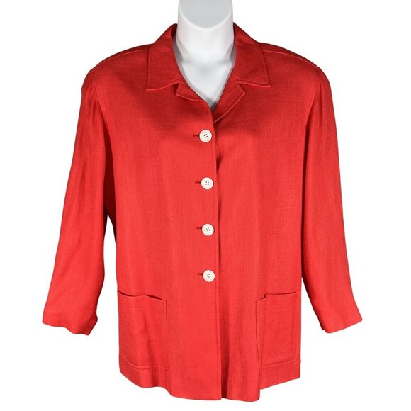 Susan Bristol NWT Womens 16W Red Button Down Blazer Jacket Pockets Career Office - Picture 1 of 16